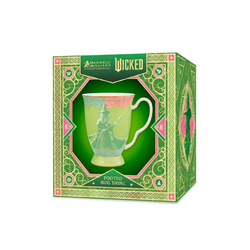 Maxwell & Williams Wicked Pink Goes Good With Green Footed Mug 300ML Elphaba Gift Boxed