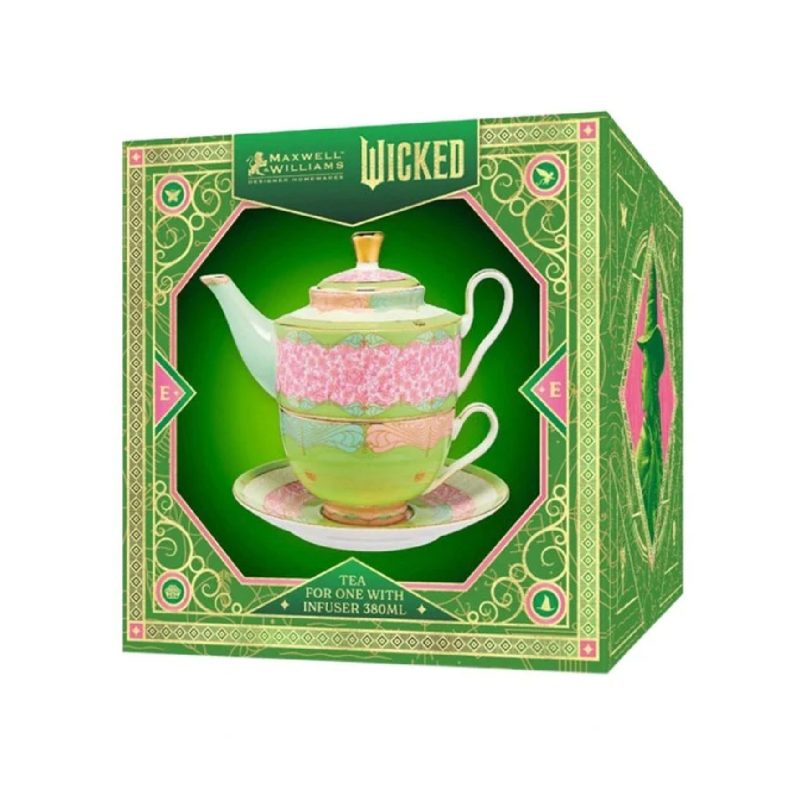 Maxwell & Williams Wicked Pink Goes Good With Green Tea for One With Infuser 380ML Elphaba Gift Boxed