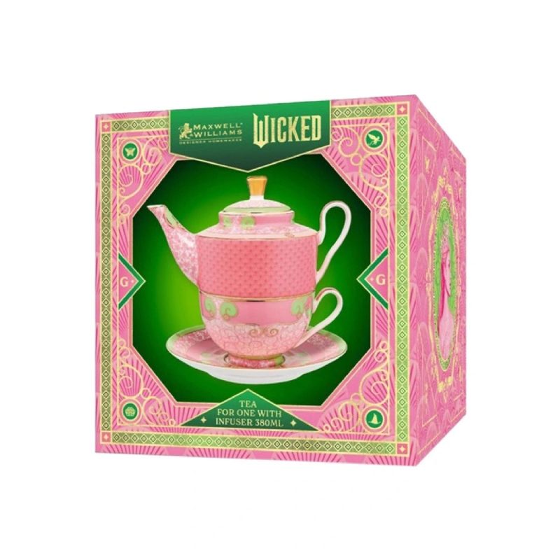Maxwell & Williams Wicked Pink Goes Good With Green Tea for One With Infuser 380ML Glinda Gift Boxed