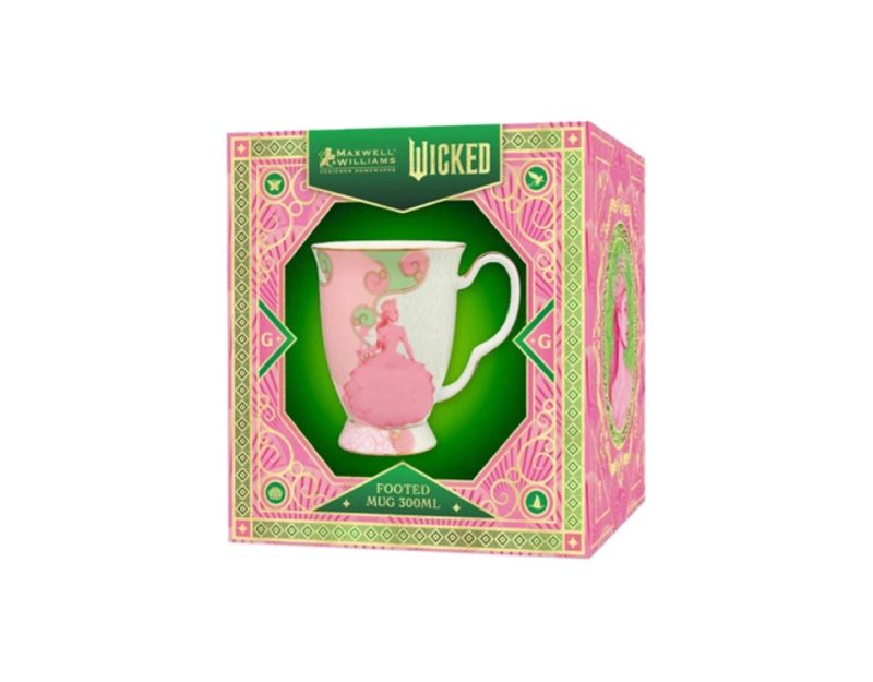 Maxwell & Williams Wicked Pink Goes Good With Green Footed Mug 300ML Glinda Gift Boxed