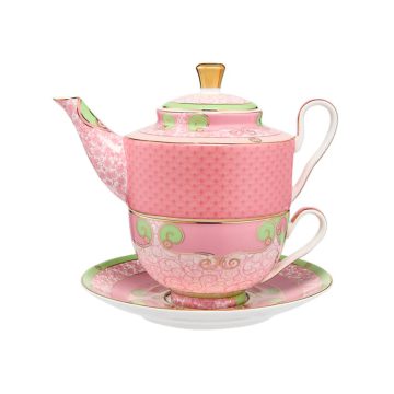 Maxwell & Williams Wicked Pink Goes Good With Green Tea for One With Infuser 380ML Glinda Gift Boxed