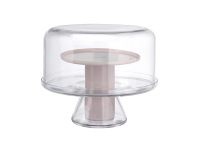Nud Bloom Cake Stand with Dome (Clear + Opal Pink)