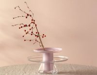 Nud Bloom Cake Stand with Dome (Clear + Opal Pink)