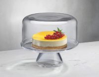 Nud Bloom Cake Stand with Dome (Clear + Opal Pink)